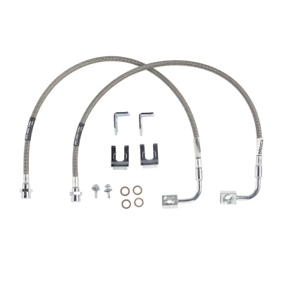 Rubicon Express 24" Front Brake Line Set, Stainless Steel, Lifted Height of 4" to 6" - RE1530